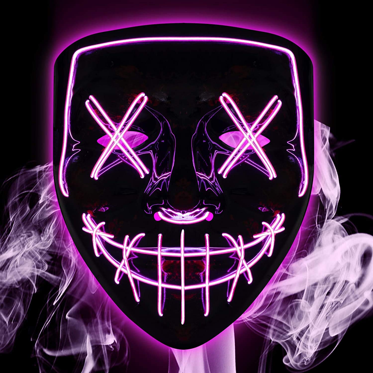 JADE Halloween Mask - LED Light up Purge Mask for Halloween Party – Halloween Mask with Purple Light – Halloween Party Mask for Kids and Adults