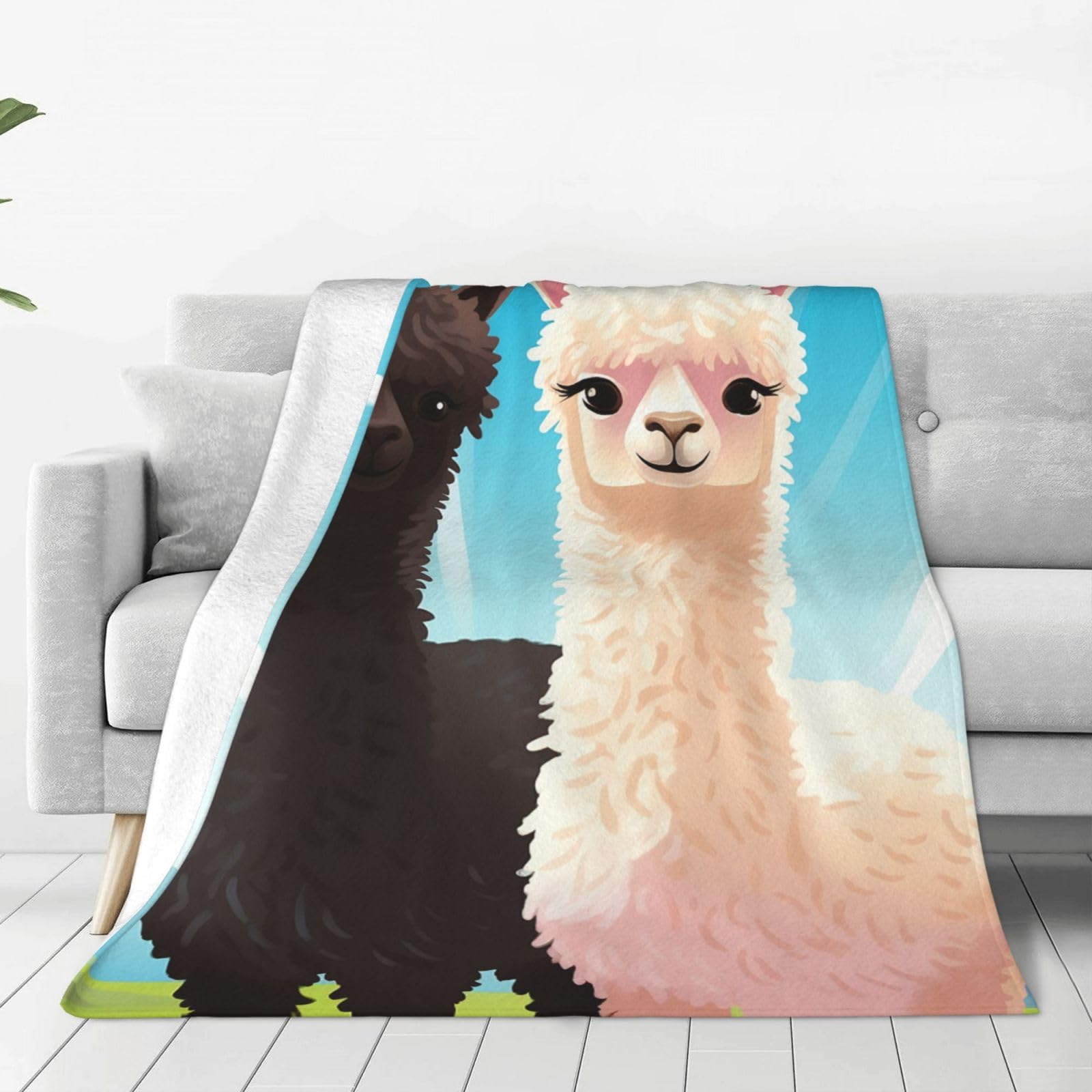 Alpaca Throw Blanket for Couch, Plush Fuzzy Soft Flannel Blankets and Throws for Sofa, 40"x30" Bed Blankets for Travel Camping Chair, All Season Warm Fleece Blanket