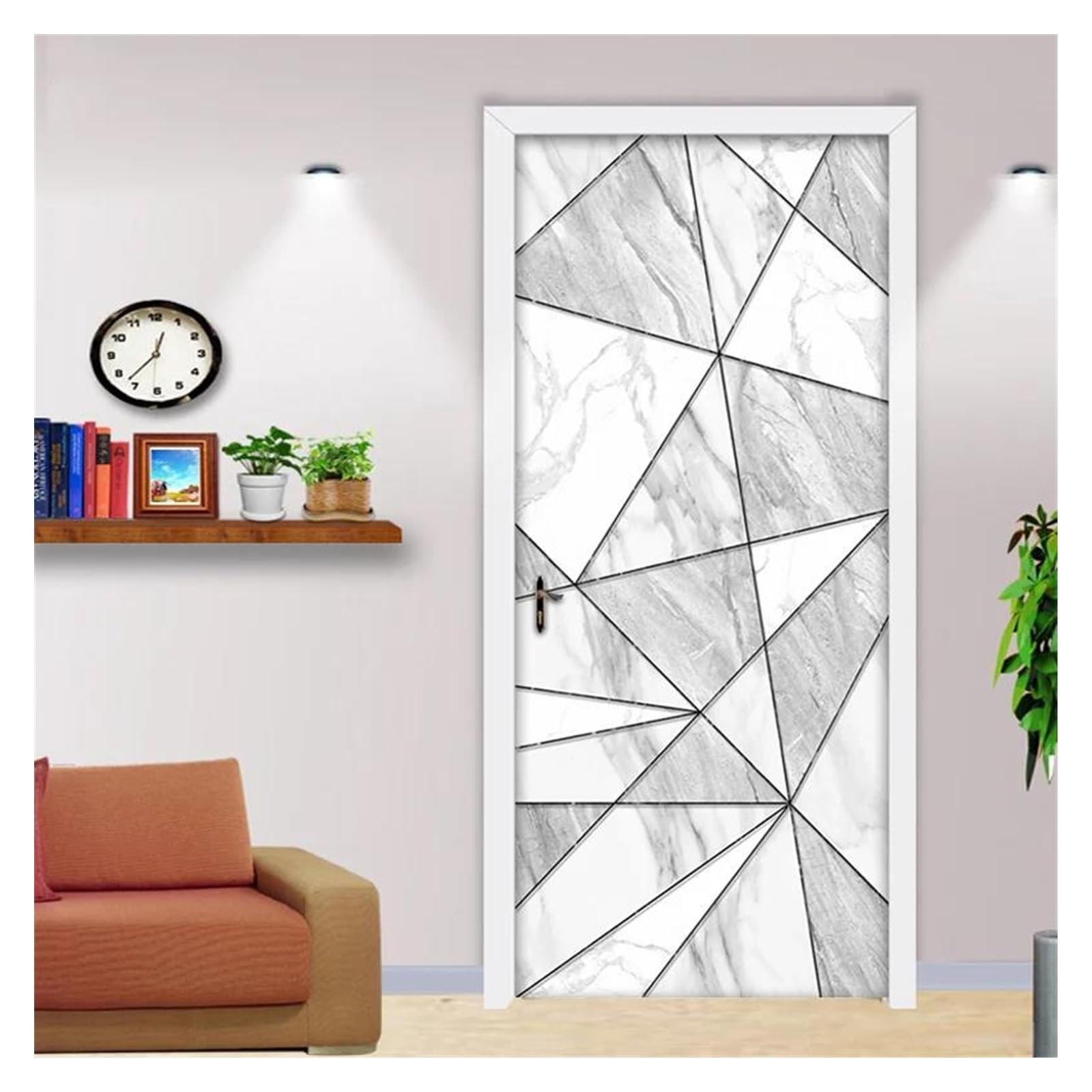 Autocollant de porte 3D adhésif et lavable pour rénovation murale