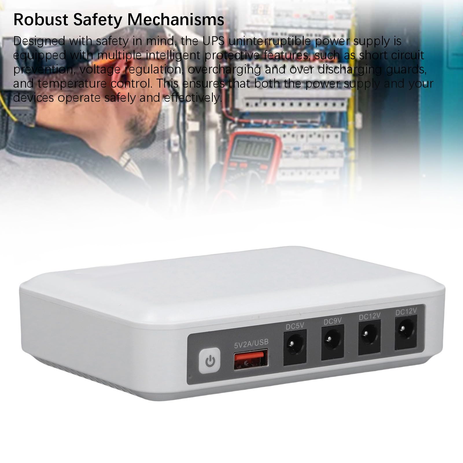 Mini UPS 6000 MAh de Gran Capacidad Router de Potencia Estable Fuente de Alimentación Ininterrumpida 5V 9V 12V Salida para WiFi, Módem, Enrutador (Enchufe de la UE)