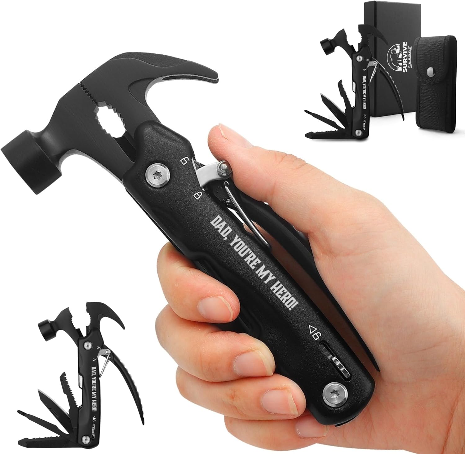 Cool Birthday Gifts for Dad from Daughter Son, Fathers Day Presents for Dad Father, Multipurpose Tool Gifts for Men, Uniques Gifts for Dad Who Wants Nothing (Dad, You're My Hero!)