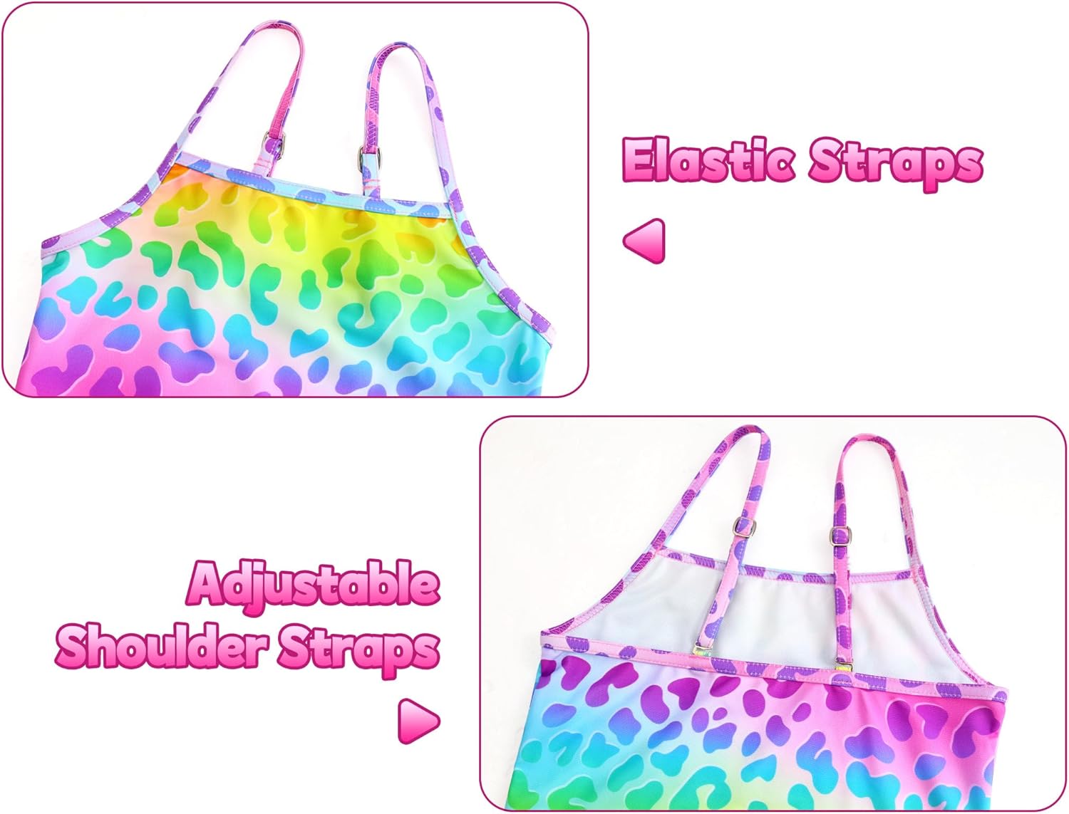 Gnainach Girls One Piece Swimsuits with Adjustable Straps Multicolor Bathing Suits Kids Beach Swimwear for 2-10 Years - Image 3