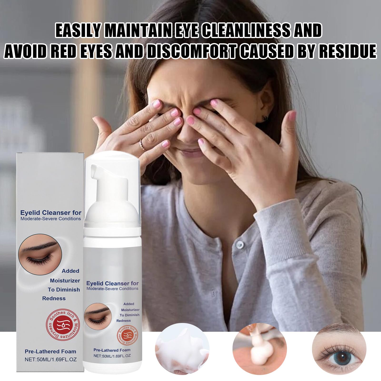 Exfoliante de Párpados | Espuma de Limpieza Profunda para Pestañas 50ml - Lavado Hidratante con Limpieza Profunda, Productos de Limpieza Desmaquillante para Viaje, Salón y Uso Diario