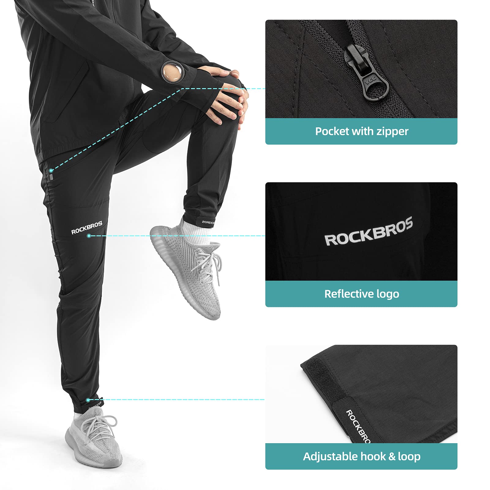 ROCKBROS Herren Radsport-Anzüge Langarm Jacke + Hose mit Sitzpolster Atmungsaktiv Sommer/Herbst Fahrradbekleidung Set M-4XL