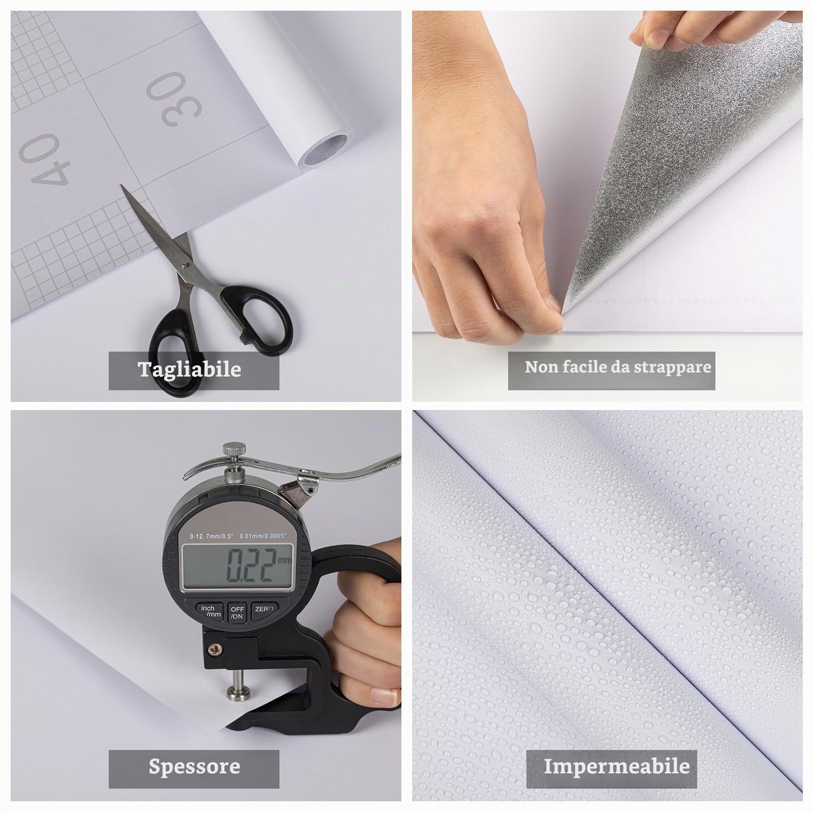 Hode Carta da Parati, Pellicola Adesiva per Mobili Bianco 60x1000cm, Carta Adesiva per Mobili Muro Scrivania Porte da Cucina Vinile Rotolo Impermeabile (Opaco)