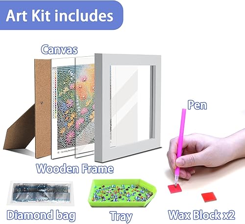 Miniatura 4 de FURDOHAI Pintura de diamante 5D para niños, adecuada para edades de 6 a 12 años, arte y manualidades con diamantes, regalo creativo (flor)