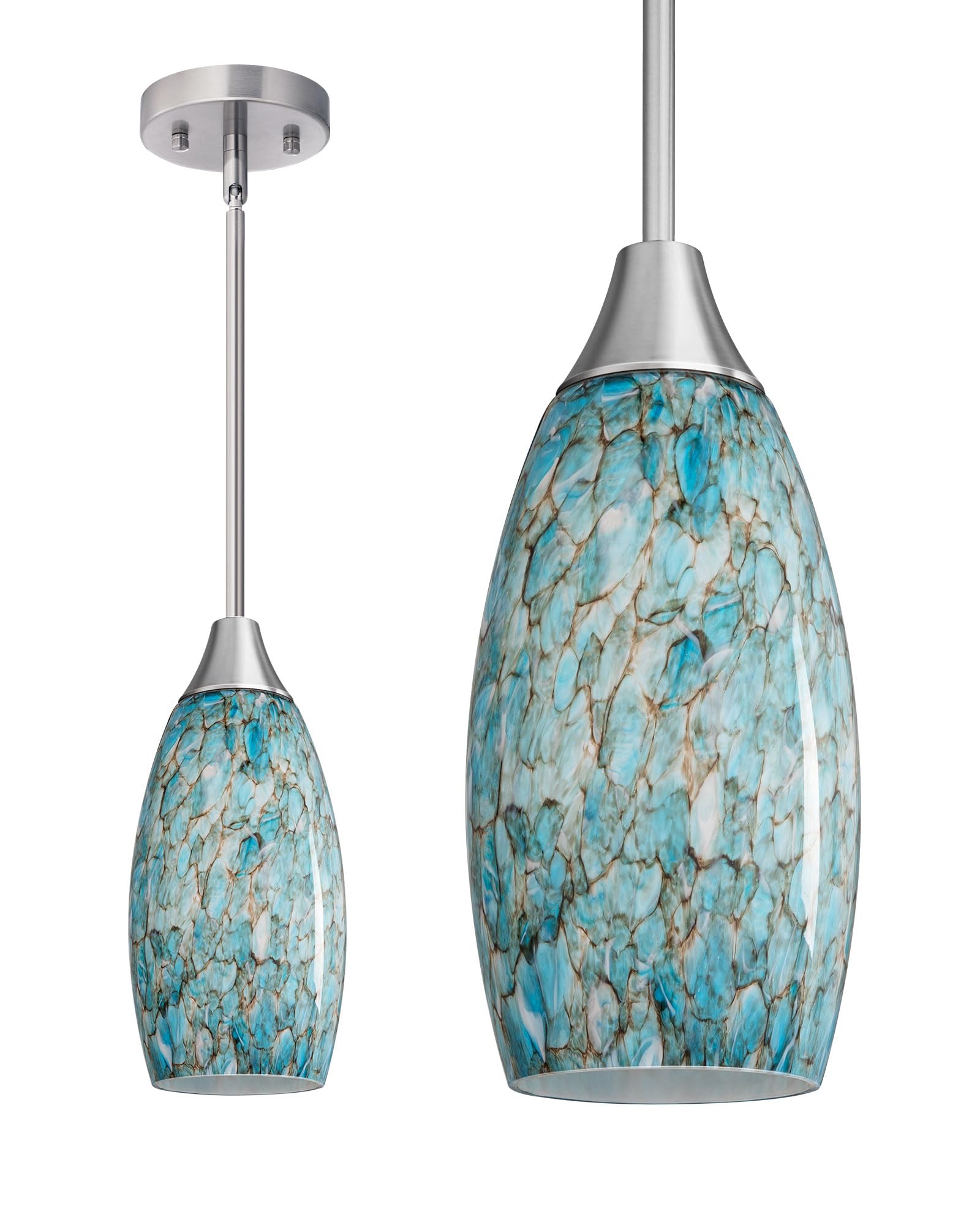 EDISHINE Hand Blown Blue Glass Pendant
