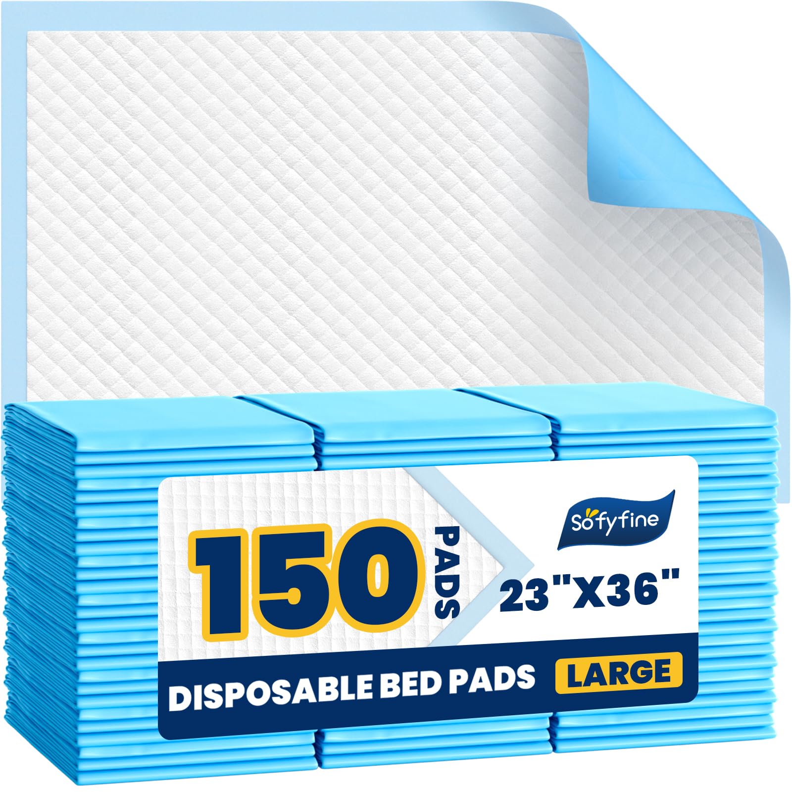 150 Count Disposable Beds Pads 23x36 Waterproof Adults Incontinence Chucks Underpads Absorbent Leakproof Pee Pads for Kids Elderly