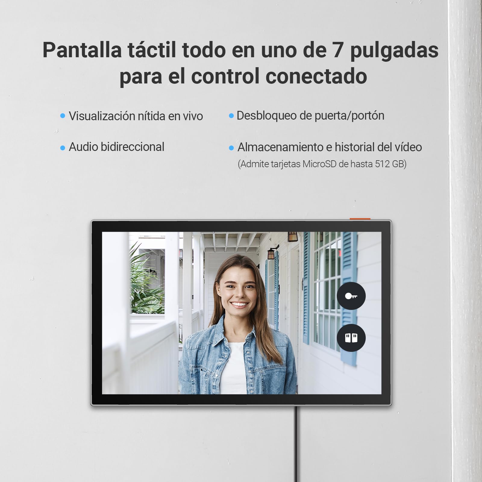 EZVIZ EP7 Videoportero Solar sin Cables 2K Sistema Inalámbrico de Intercomunicación, 7'' Pantalla Táctil a Color, Timbre Video Mirilla con Energía Solar, Audio Bidireccional, WiFi 2.4/5 GHz