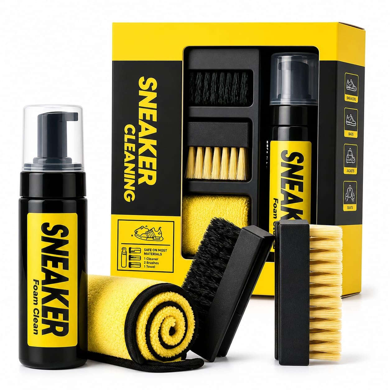 DAREN Sneaker Cleaner Set Premium Schuhpflegeset für Wildleder Nubukleder Glattleder Stoffschuhe mit 2 Bürsten Mikrofasertuch für helle und dunkle Schuhe