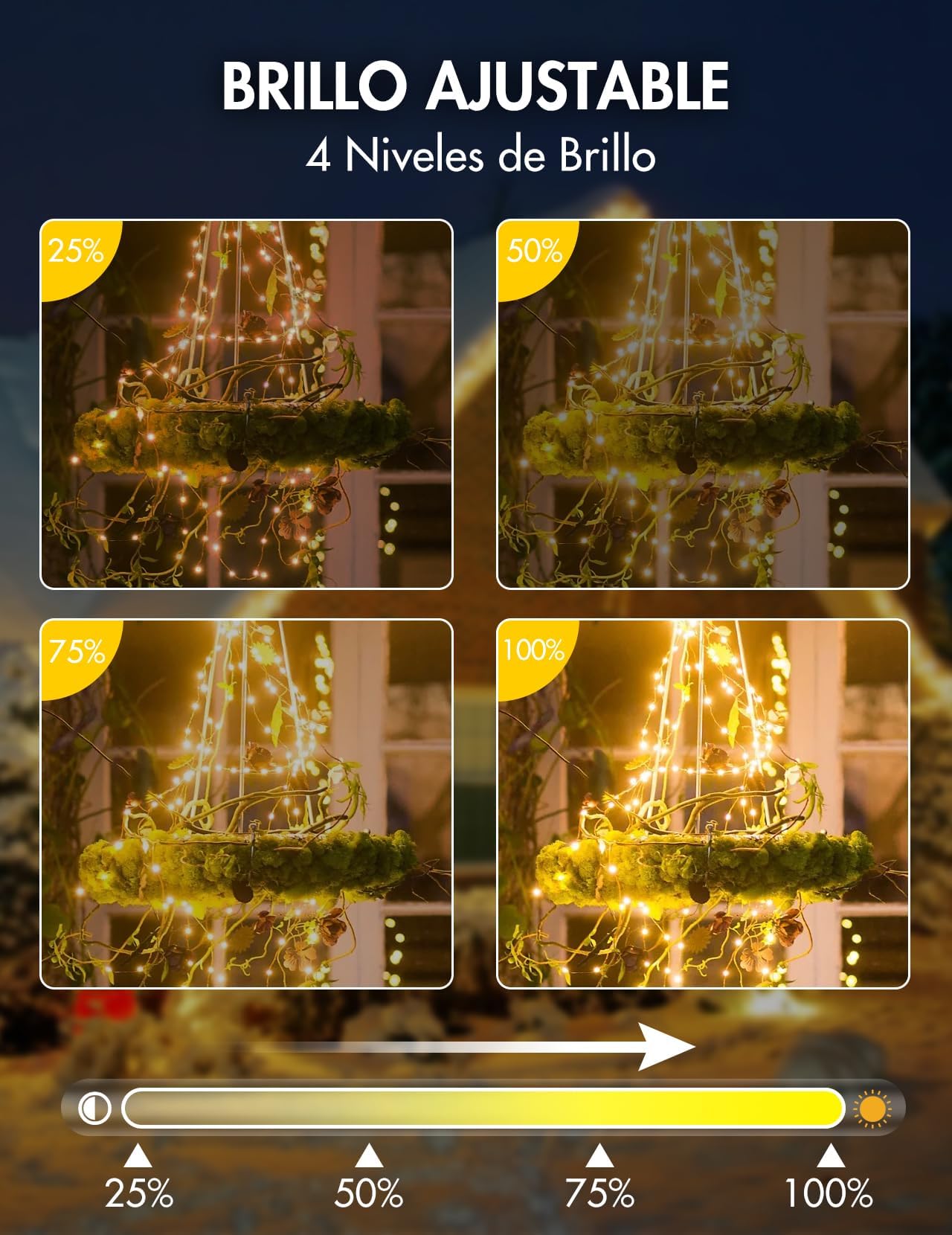 Guirnaldas Luces Exterior 50M, 500 LED Cadena de Luces, Luces Exterior con 8 Modos, Impermeables Luces LED Exterior, Decoración para Navidad, Fiesta, Boda, Patio, Jardín, Festival, etc