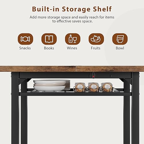Miniatura 7 de Juego de mesa de comedor para 4, mesa de cocina extensible con 4 sillas de comedor tapizadas de piel sintética, juego de mesa de cocina de madera