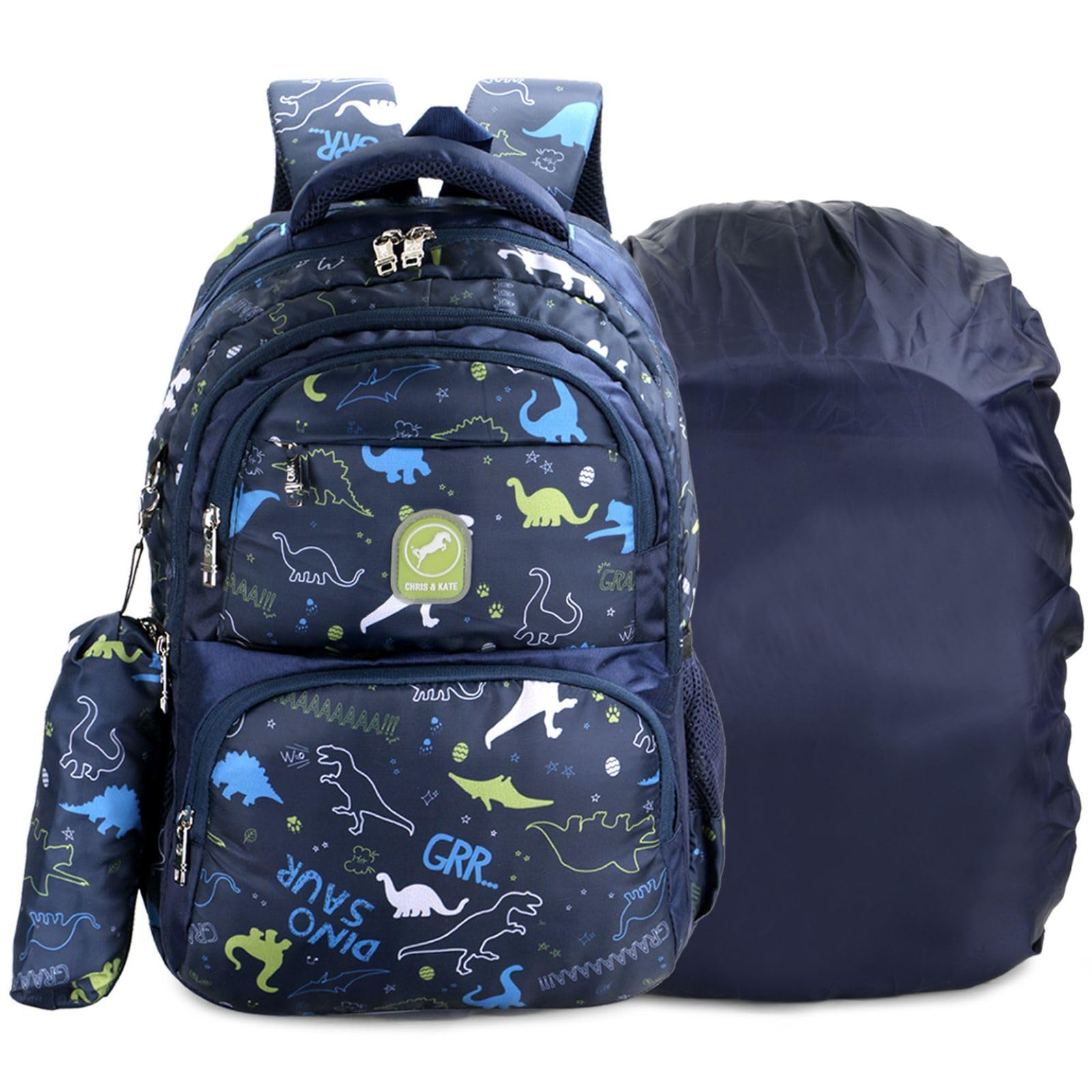 Chris & Kate School Bags for Boys and Girls Elementary Primary Middle, Water resistance Kids Book Bags for Aged 4 to12 Back to School, College, Daily use Free Stationery Pouch and Rain/Dust Cover