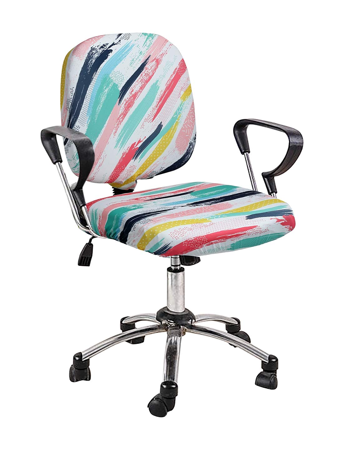 Cortina Corporate Office Chair Covers | Removable Chair Protector | Executive Rotating Chair Seat Case | Stretch Elastic Polyester Spandex Fabric | Abstract Print – Multi Colour | Chair Cover Set Of 1-image-25