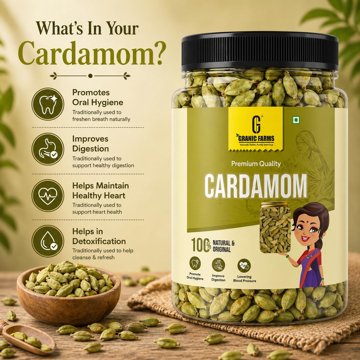 Harmonyアクリルパウダー＆Cカーブスティック Granic Farms Premium Green Cardamom & Cloves | Whole Spice Combo
