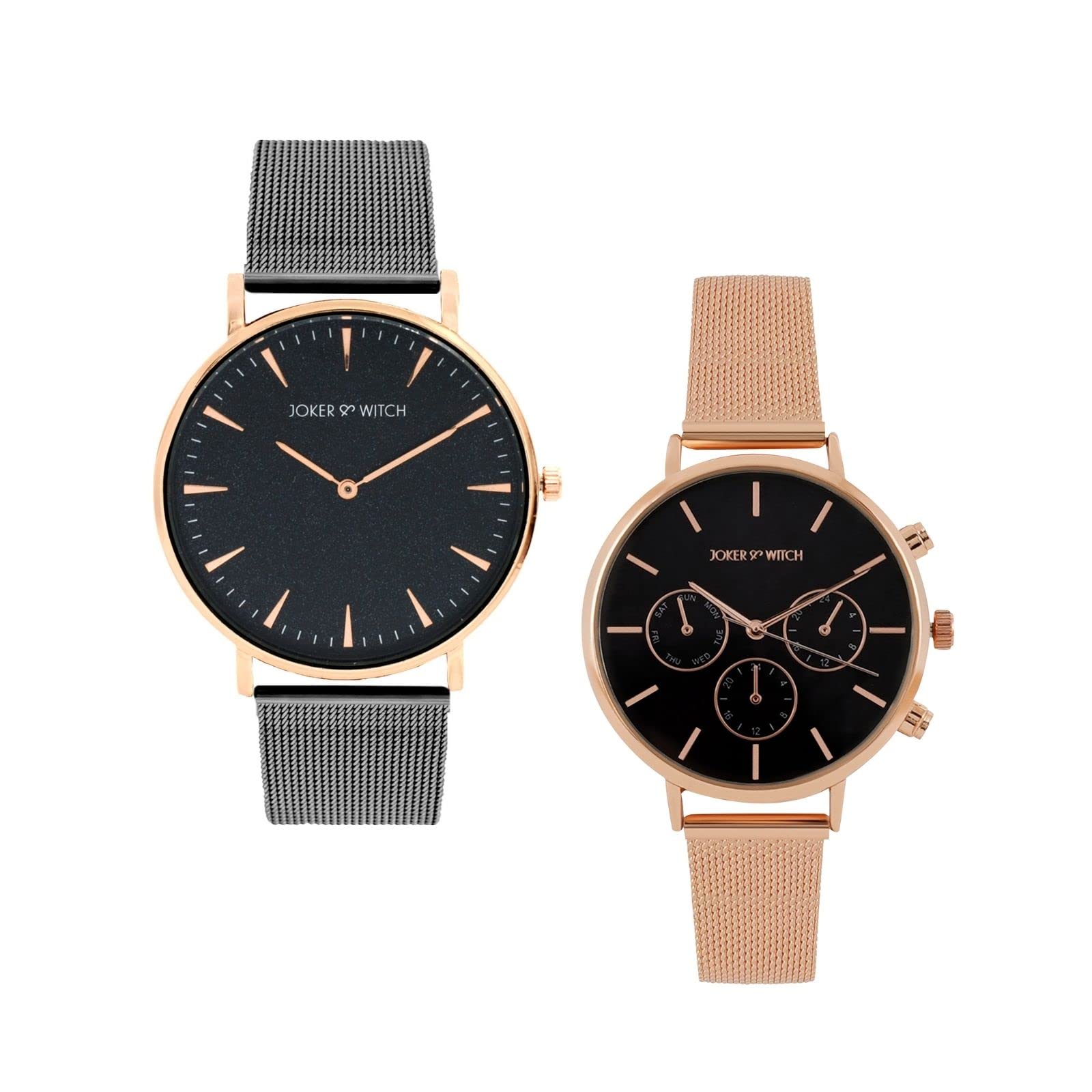 Joker & Witch Stainless Steel Luna & Alex Couple Analogue Watches, Black Dial, Gray Band (B0BVB5W5GX) Amazon Price History, Amazon Price Tracker