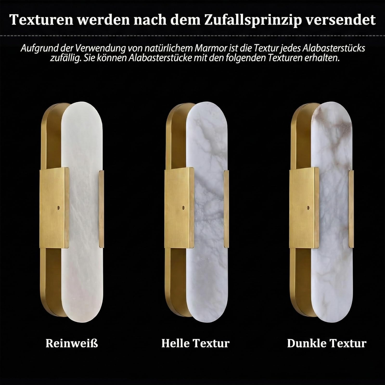 Marmor Wandleuchte Innen Gold Wandlampe 50CM,Spiegelleuchte Bad Messing Moderne Dekorationen Beleuchtung für Schlafzimmer, Wohnzimmer, Flur