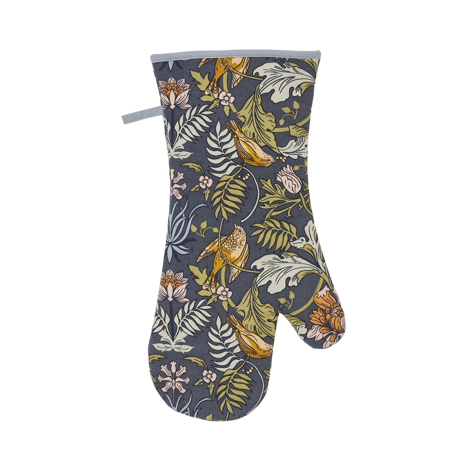 Ulster Weavers - William Morris Gauntlet Oven Glove (37 x 20cm) - 100% Cotton - 1 Qty - Traditional Navy Oven Glove Heat Resistant - Washable - Jacobean Oven Glove - Kitchen Accessories/Kitchen Gifts