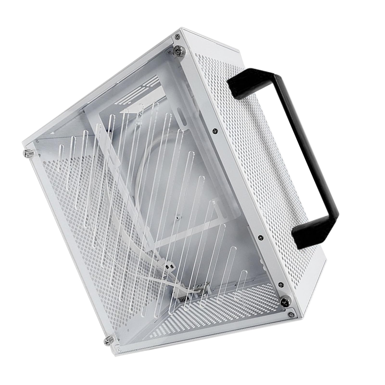 Generic Generic Kompaktowa, Trwała Obudowa Komputera ITX z Długim Procesorem Graficznym 280 Mm, Wolna przestrzeń Montażowa do Gier i Pracy, Panel Akrylowy, Idealna do Płyty Głównej MATX ITX, Czarna