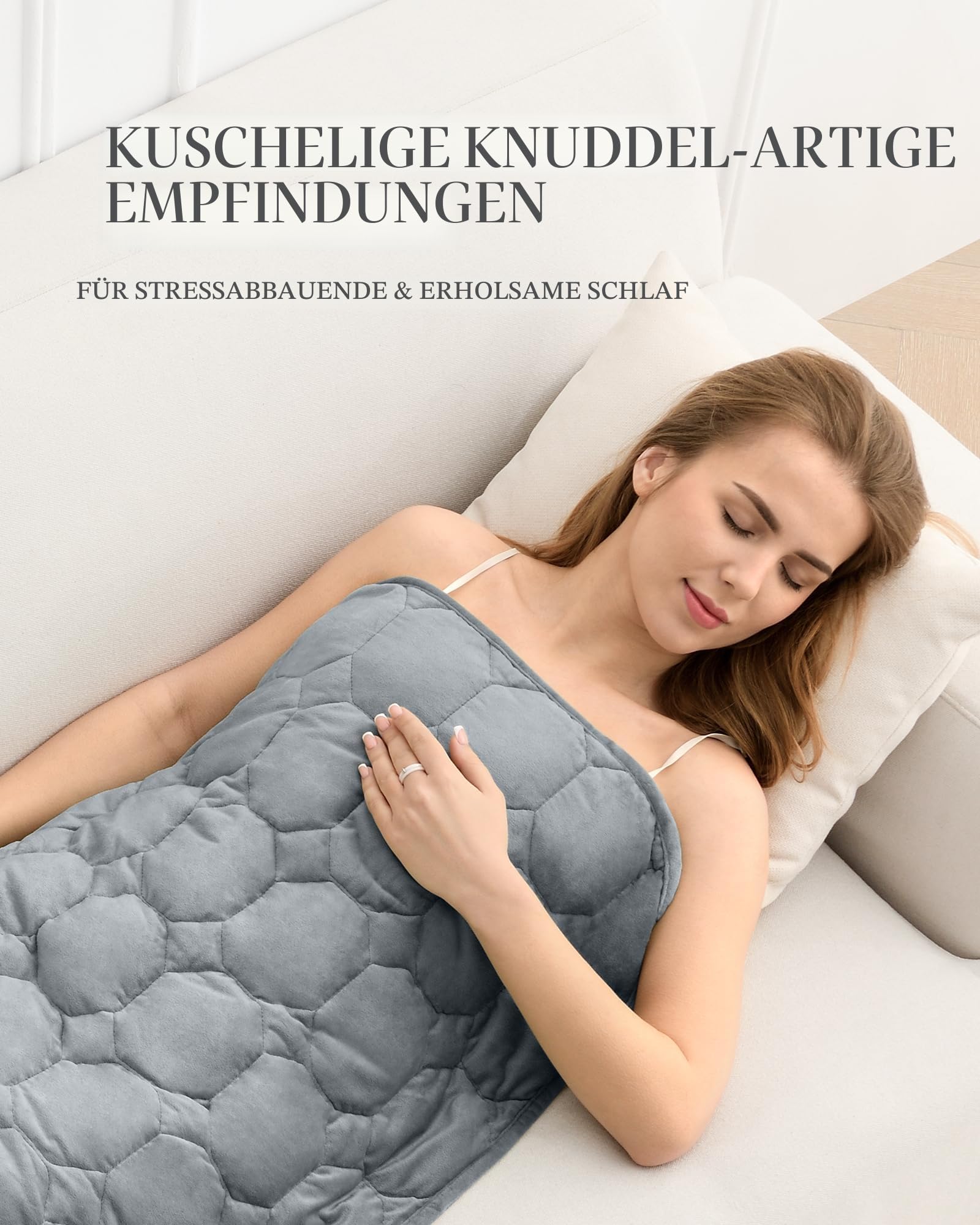 Gewichtete Kniedecke 3,2 kg, Kristall-Samt-Gewichtsdecke für Erwachsene, Grau, 73,7 cm x 61 cm