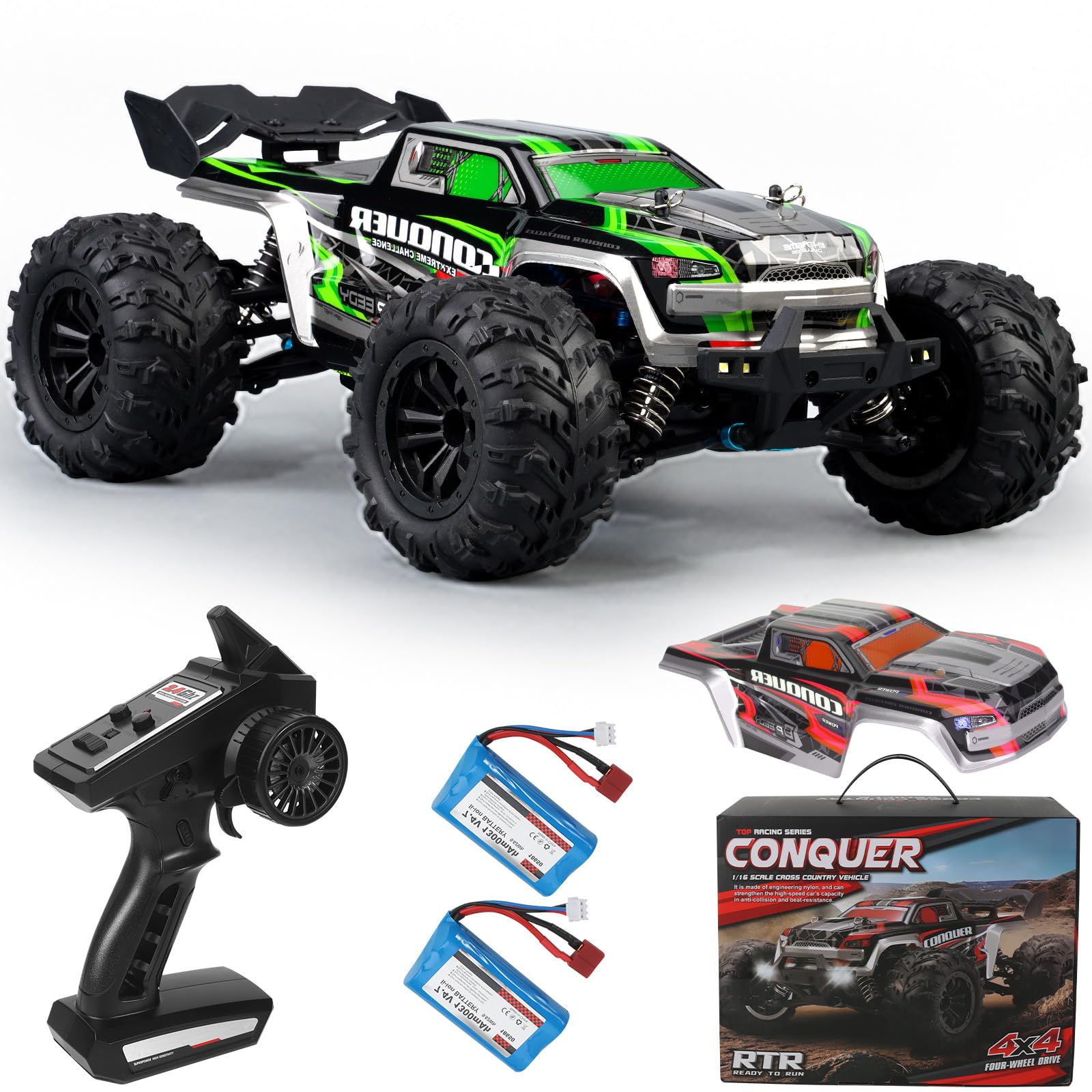1 16 Scale High-Speed 4WD RC Car 25 MPH Off-Road Remote Control Truck for Adults Teens - All