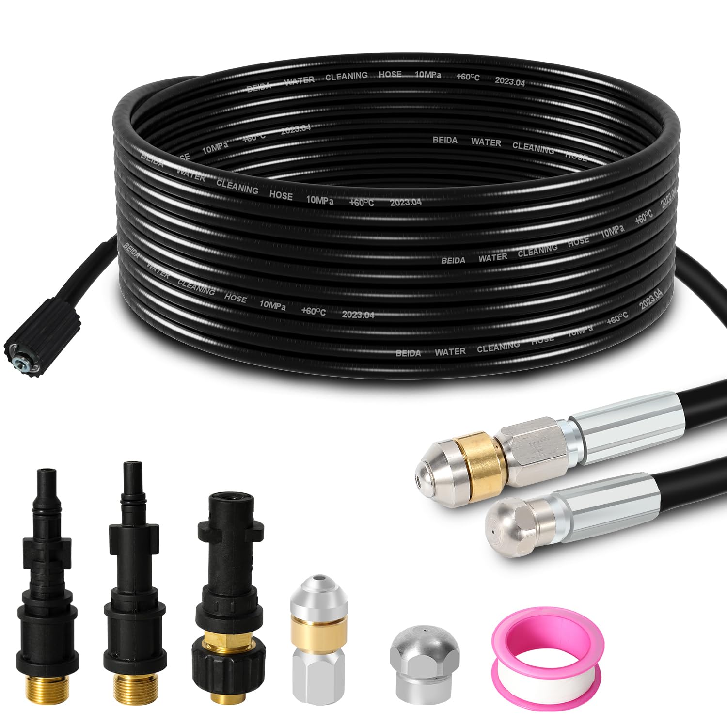 Tubo idropulitrice 20M Resistente alle alte temperature 40°C 160 bar Tubo per la pulizia ad alta pressione, compatibile con lo scovolino per set per la pulizia dei tubi interni ed esterni