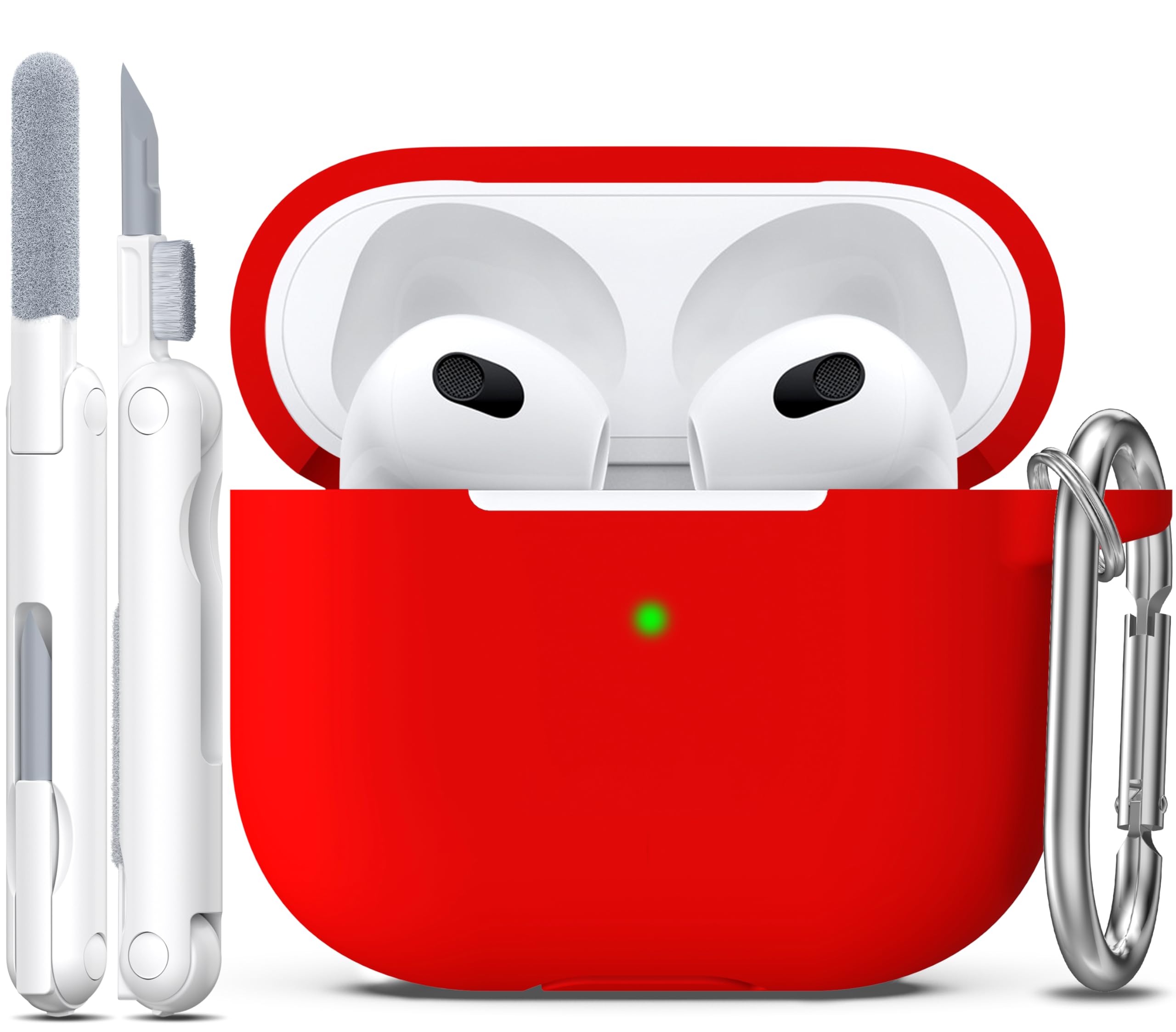 R-fun Funda para AirPods 4 con Kit de Limpieza, Case de Silicona Suave con Llavero, Funda Protectora Completa para Hombres y Mujeres, Compatible con Apple Latest Airpods 4th, Rojo — view 12