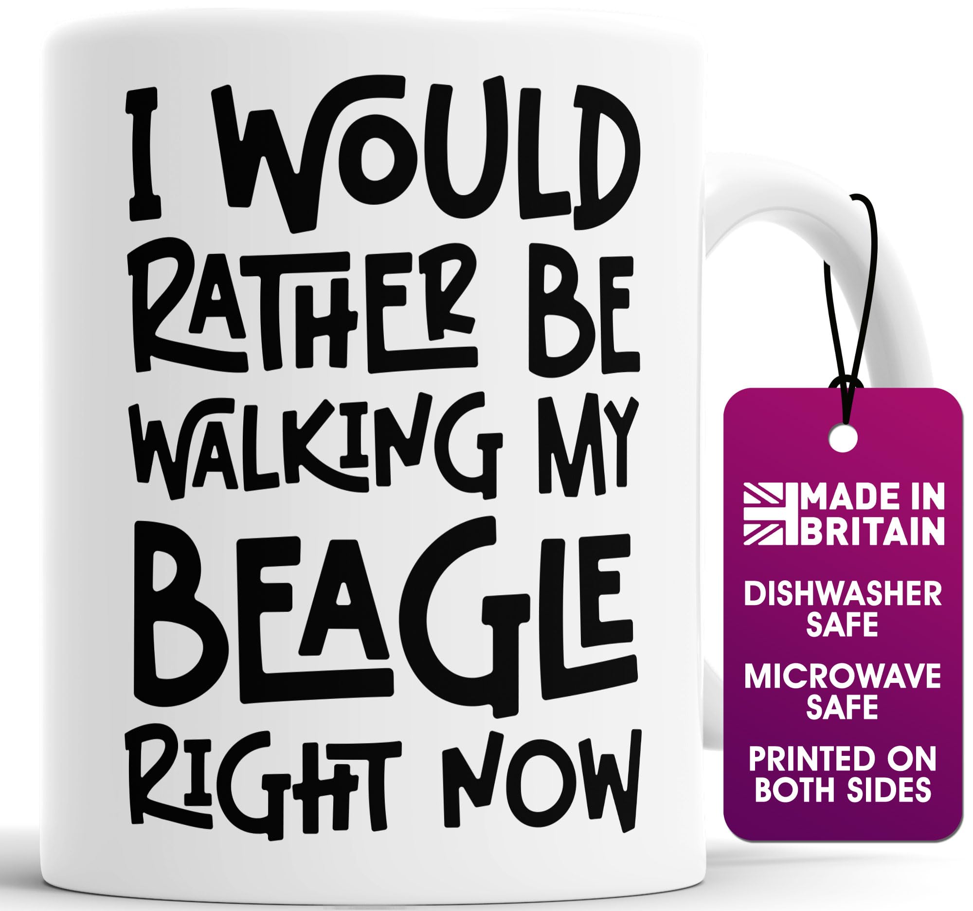 Faithful Prints Beagle Dog Lover Mug – I Would Rather Be Walking My Beagle – Funny Gift for Men & Women – 11oz Ceramic Mug – Pet Owner Present, Dog Walker Gift – Dishwasher & Microwave Safe