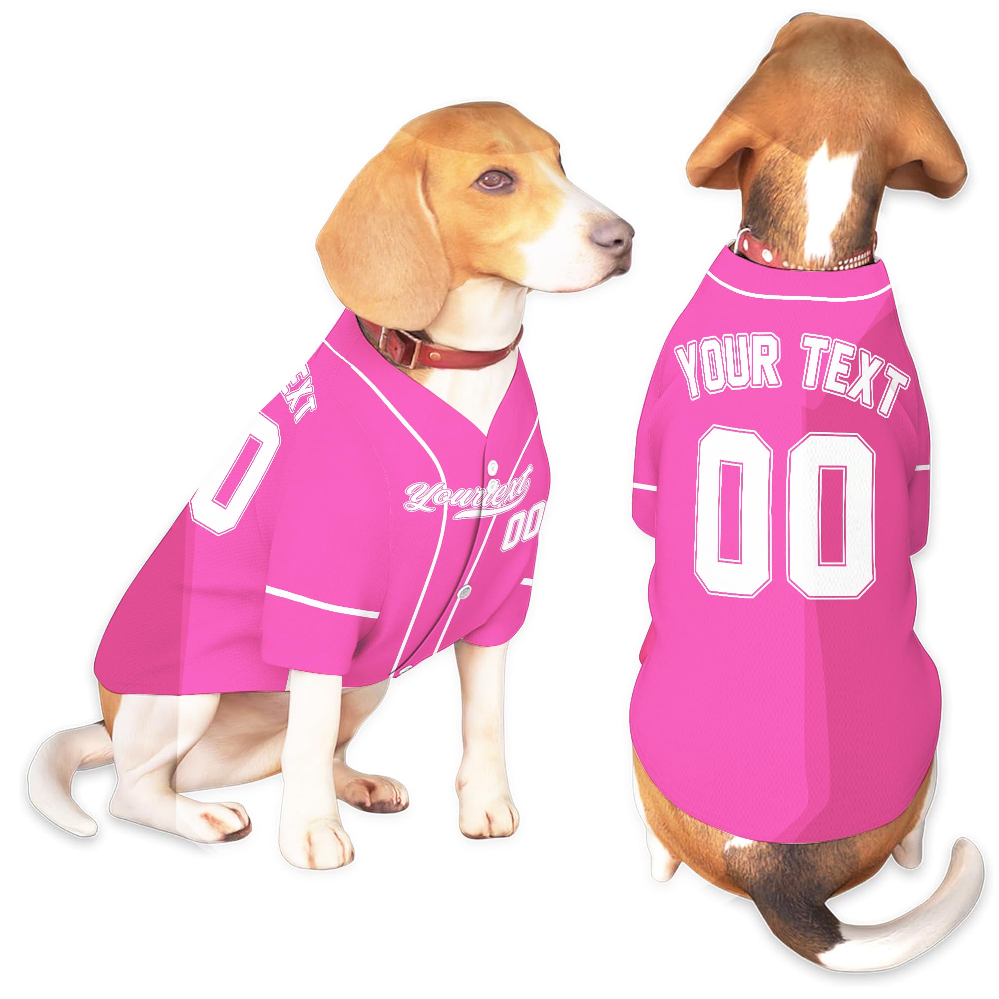 Custom Name Team Name Number White Pink Dog Baseball Jersey, Personalized Baseball Team Dog Shirts Cat Pet Costume