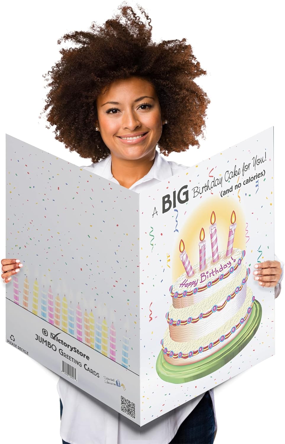 VictoryStore Jumbo Greeting Cards: 2 feet x 3 feet Rainbow Birthday Card - Slice of rainbow birthday cake Includes Envelope