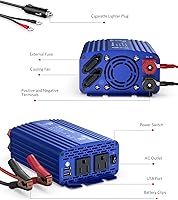 Vista 5 de Inversor de corriente DC 12 V a 110 V AC convertidor (azul)