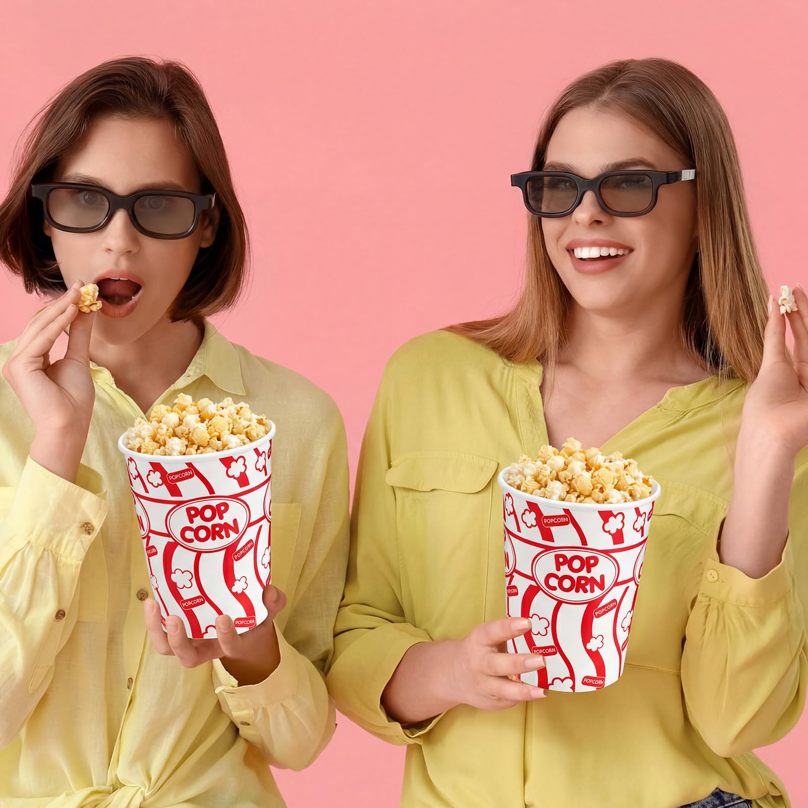 LemonRoad 100 Stück Popcorn-Eimer, 907.2 g fettdichte Kraft-Popcornbecher, Einweg-Kartoffelchips-Behälter, Behälter für Filmabend, Theater, Zuhause, Party, Karneval, Camping
