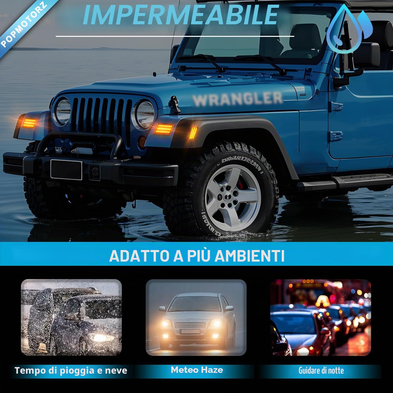 POPMOTORZ LED Luci laterali per J-eep Wrangler TJ 1997-2006, LED Frecce Laterali Indicatori di Direzione con Canbus Senza Errori 2835 SMD, 4 Pezzi