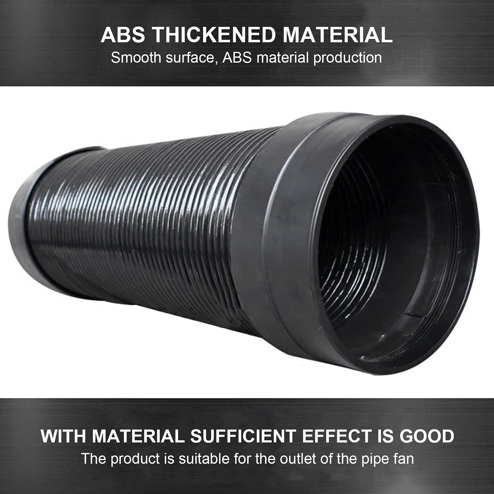 Tubo Flessibile Silenziatore per Riduttore di Rumore in PVC da 55 Cm/21,7 Pollici, Ventola di Scarico Nera con Produzione Integrata in ABS con Isolamento Termico, Anticorrosione