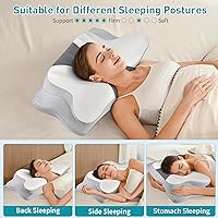 Vista 7 de Almohada cervical para el alivio del dolor de cuello - Almohada ergonómica para dormir, almohada para dormir de lado para adultos, almohada cervical