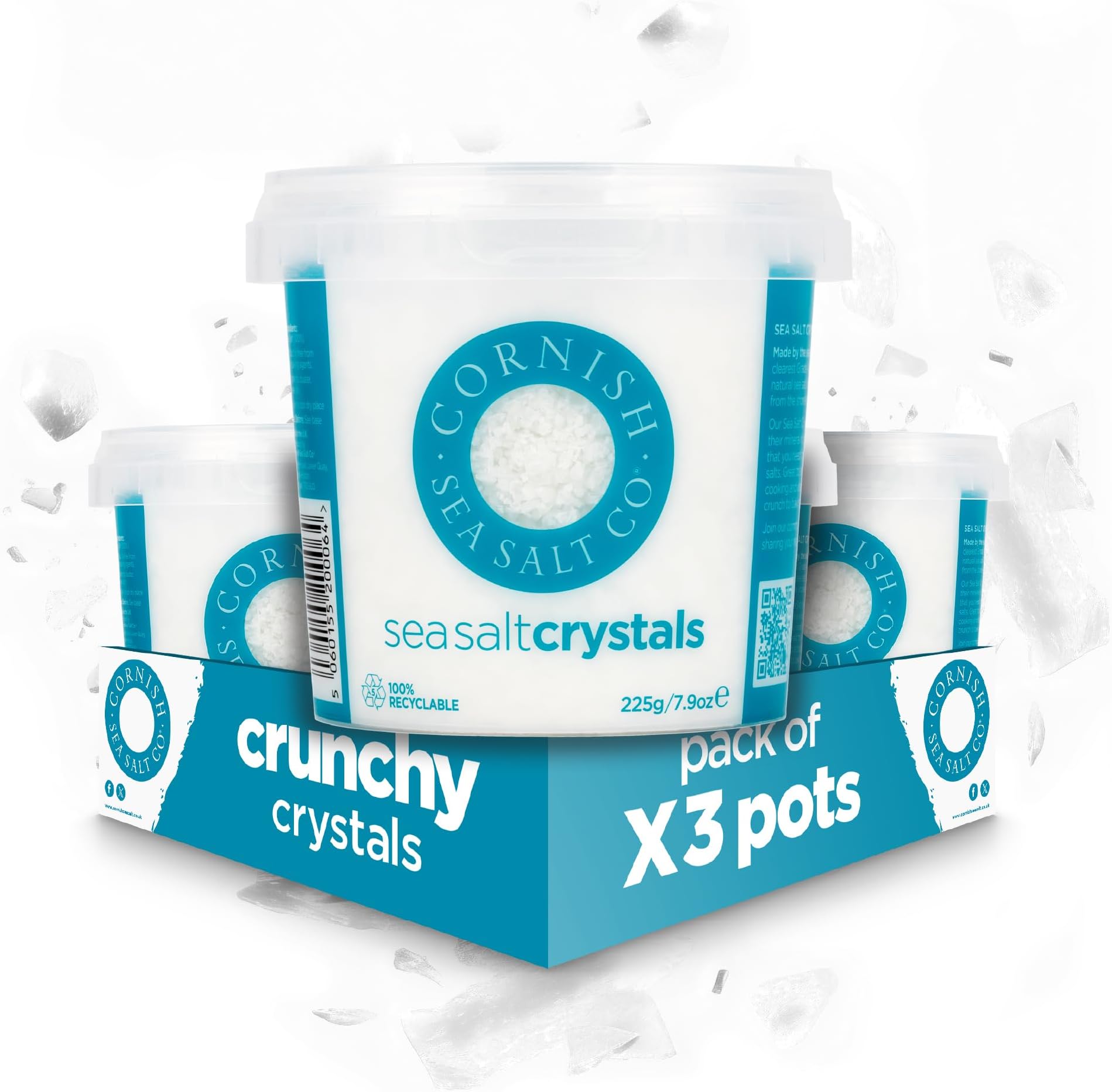 Cornish Sea Salt Crystals 225g (Pack of 3)