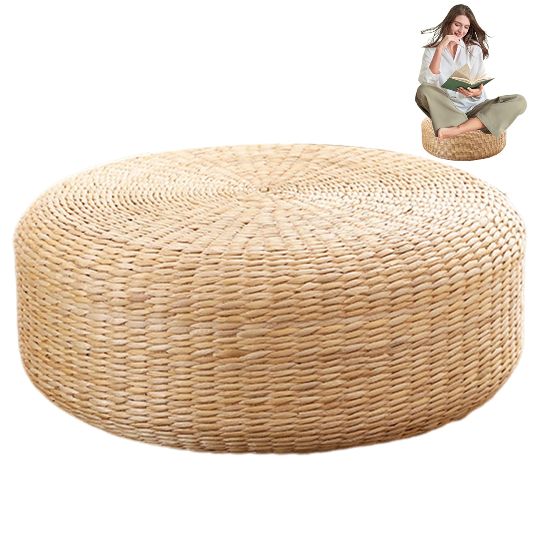 Cuscino da pavimento Tatami Cuscini da pavimento in tessuto naturale da 16 pollici per la seduta di meditazione del Buddha Cuscino confortevole Cuscini per soggiorno per adulti