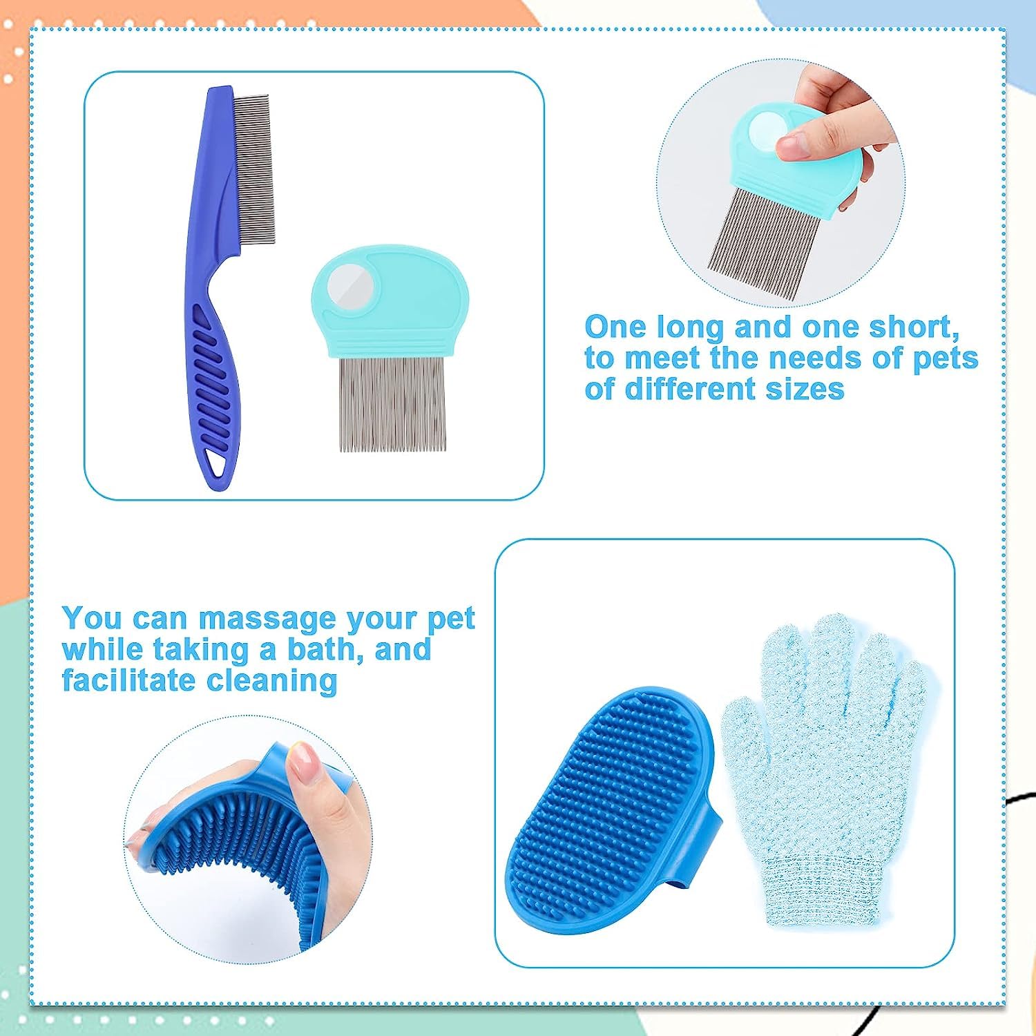 MIAOZ Kit d'entretien pour lapins coupe-ongles et tondeuse, épilateur et lime, peigne à puces, shampoing, brosse multifonction pour petits animaux