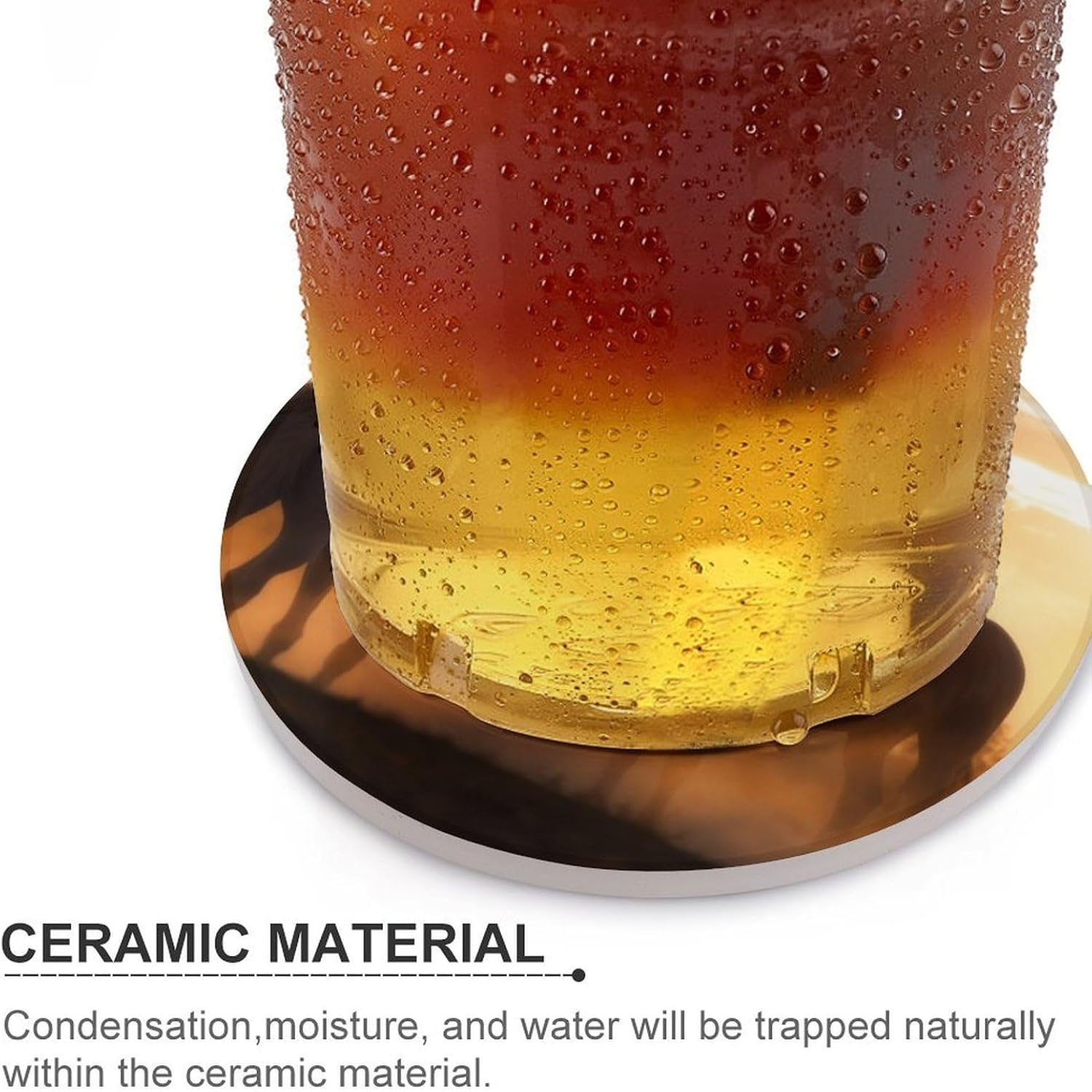 6PCS Horses in Love Coasters Non-Slip Round Drink Coasters with Ceramic Stone and Cork Base, Heat Resistant Absorbent 33.00Stone Coaster Set for Kinds of Mugs and Cups, 4 Inch