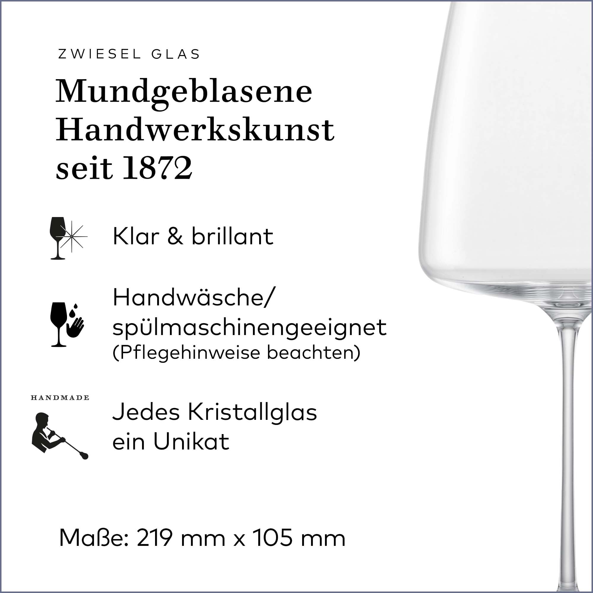 Zwiesel Glas Kieliszki do wina, aksamitne i bujne Simplify (zestaw 2 szt.), ręcznie dmuchane kieliszki do wina, wysokiej jakości kryształowe szklanki Tritan® do wina (nr art. 122056)