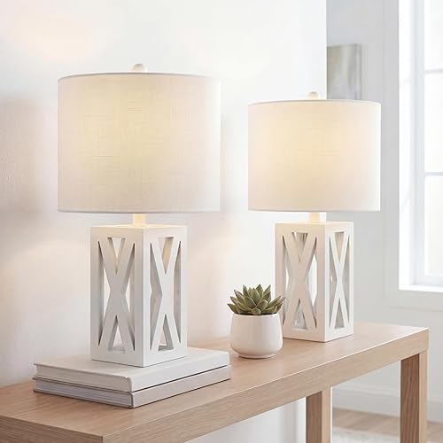 Miniatura 2 de JONATHAN Y JYL1062B-SET2 Stewart - Lámpara de mesa LED de madera de 21.5 pulgadas, casa de campo, campo francés, rústico, bohemio, dormitorio, sala