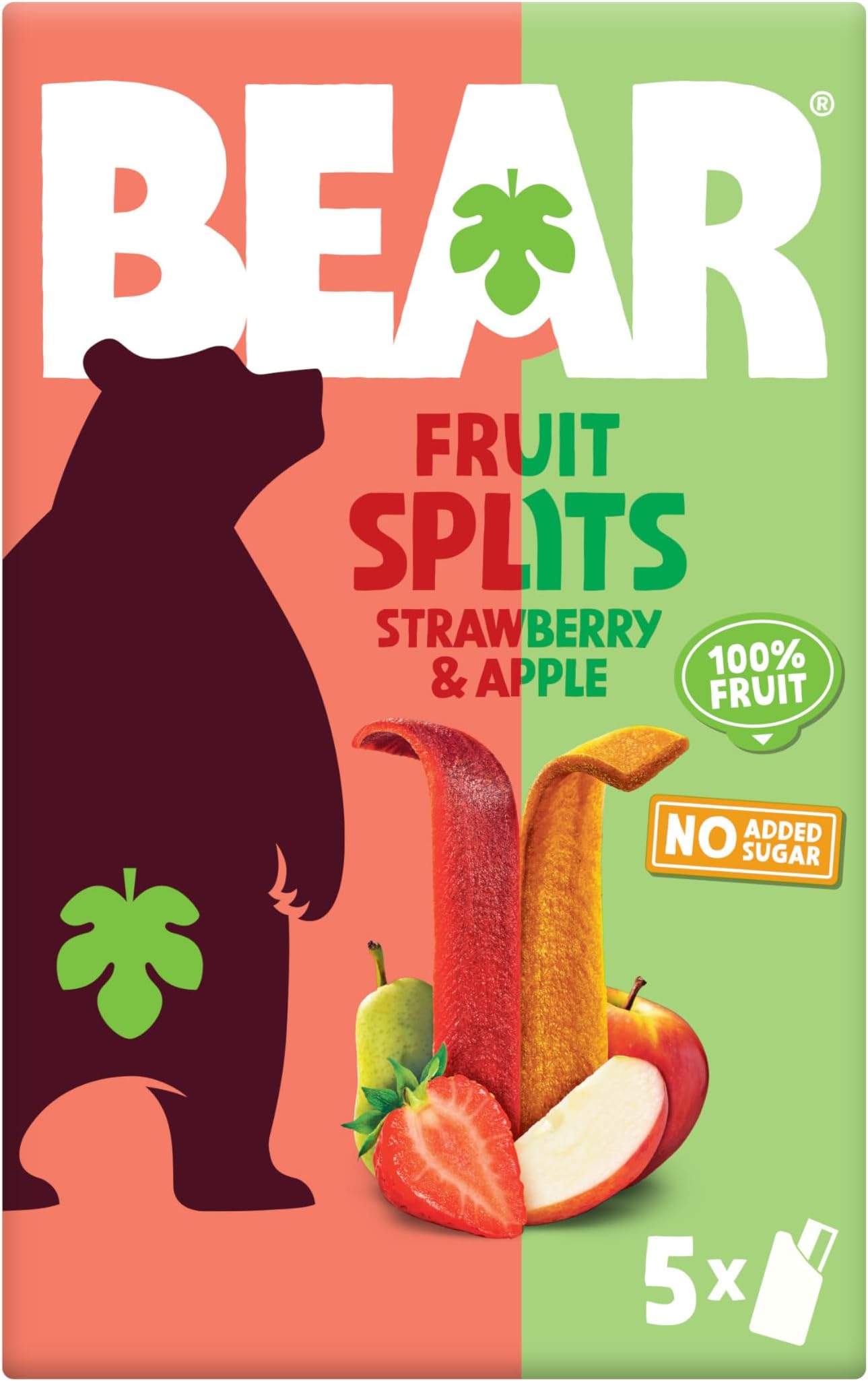 Bear Fruit Splits Strawberry & Apple 5 X 20g
