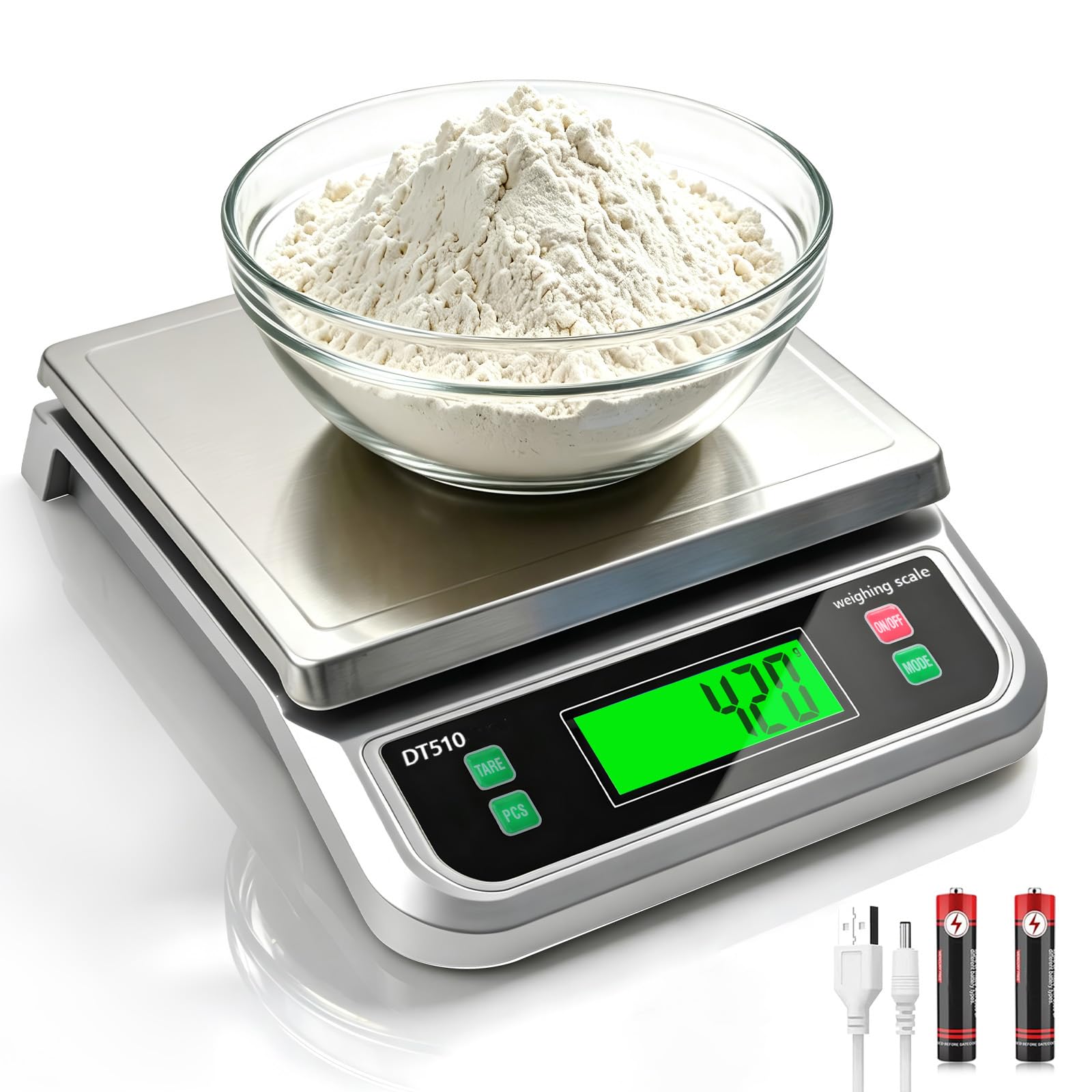 TGSVXH Large Kitchen Scale 304 Stainless steel with Tare Function 6 Units