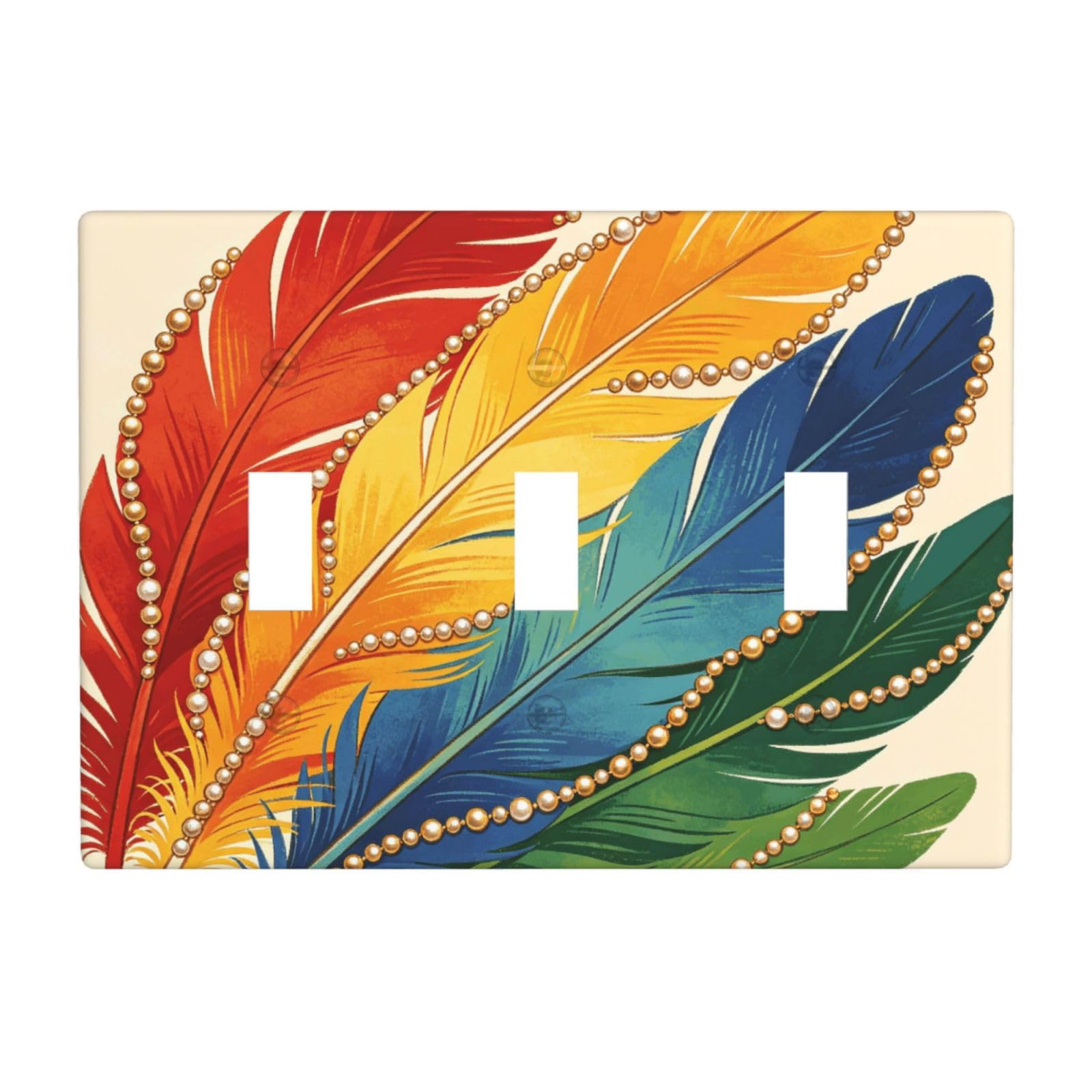 Feather Layer 3 Gang Switch Plate Cover-Unbreakable Polycarbonate Wall Plate, Heat Resistant Toggle Switch Decor for Home