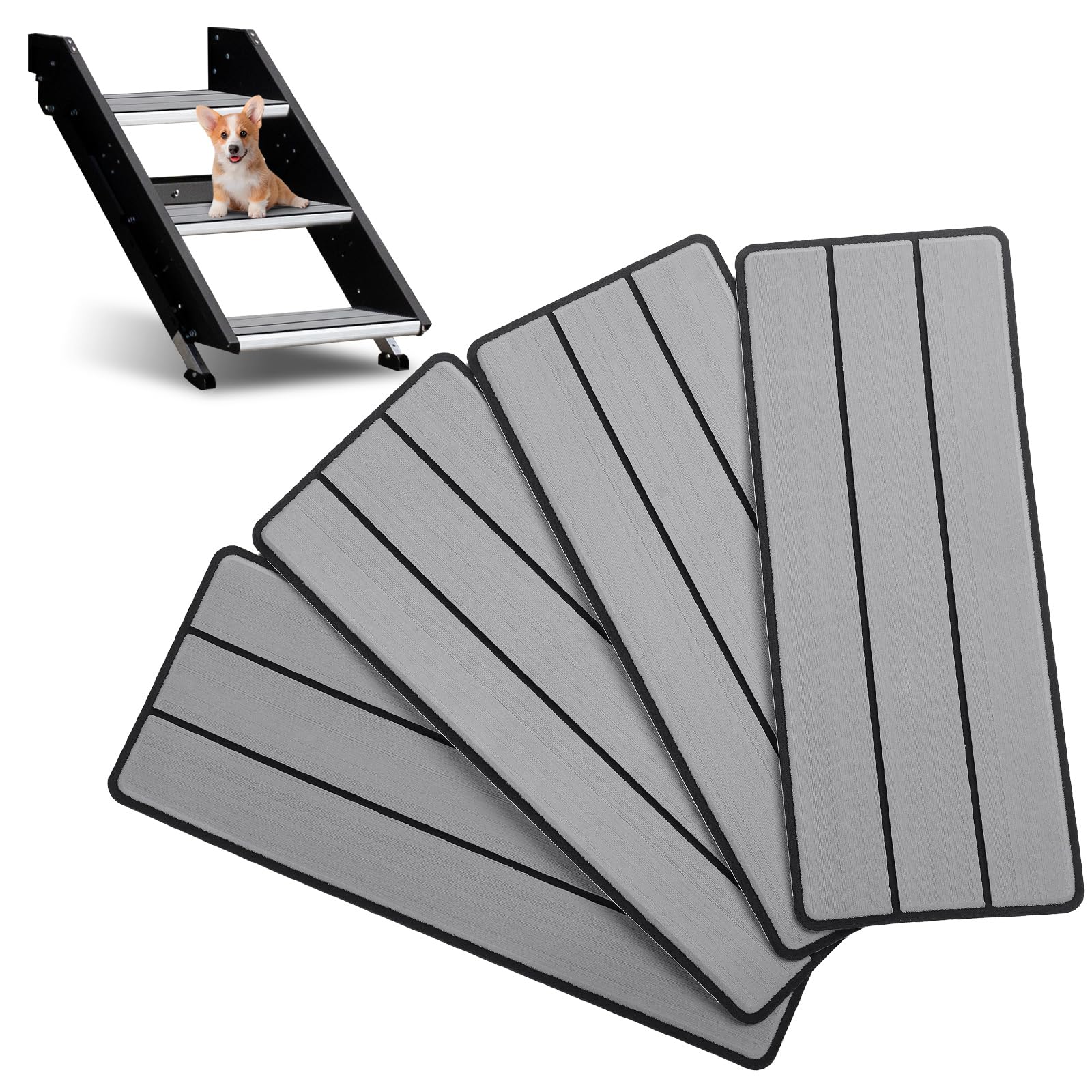 OCEANBROAD EVA Foam RV Step Cover 19''L x 7.5''W 4 Pack, Gray