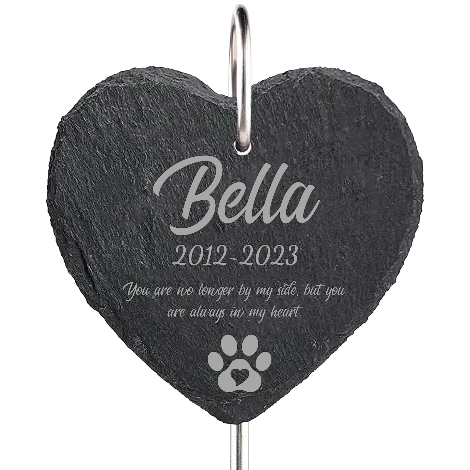 bolukets Personalised Pet Memorial Plaque with Hook Customized Garden Memorial Stone Cat Tombstone Dog Slate Grave Memorial Gifts for Loss Outdoor