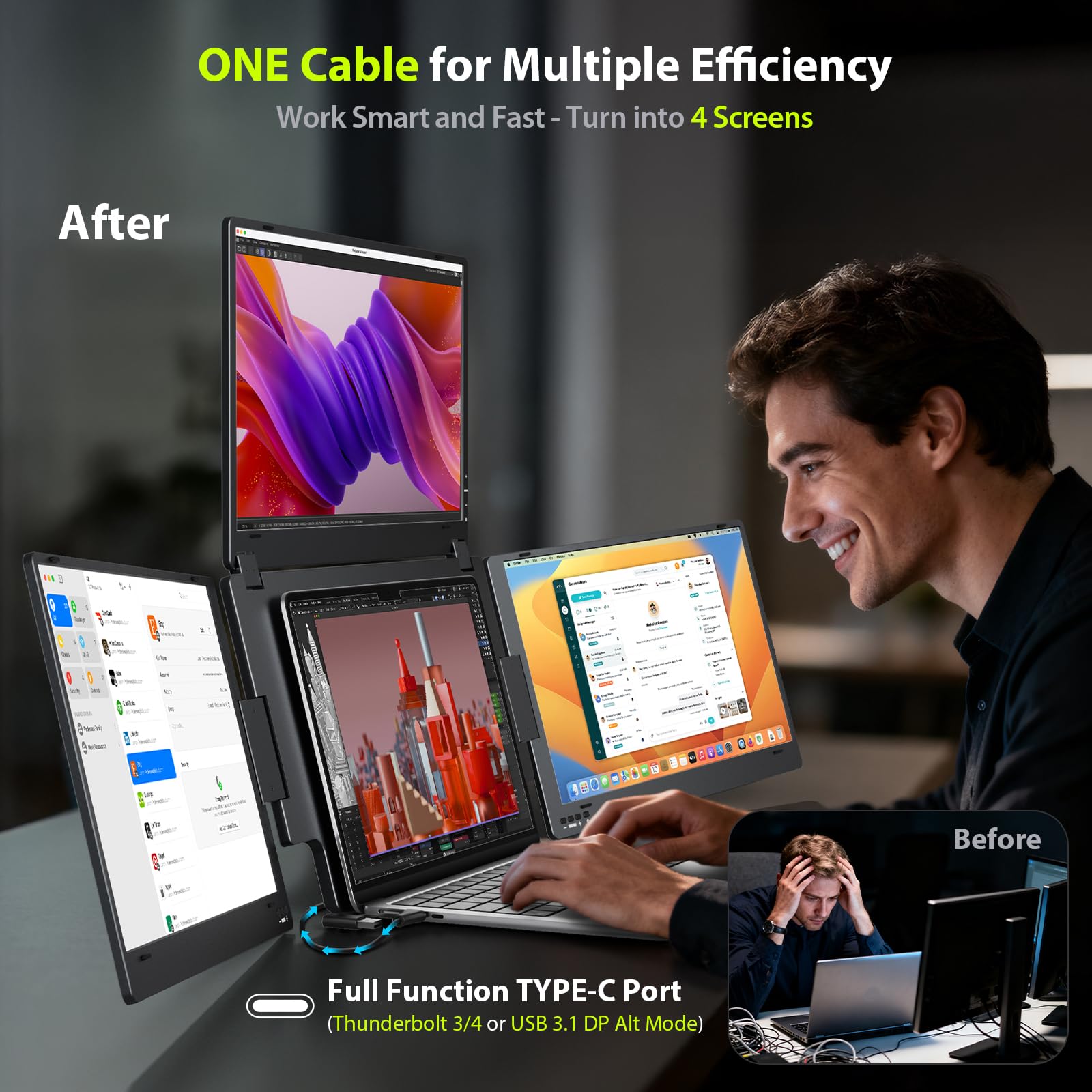 UPERFECT 18.5" 120Hz Portable Monitor, 125% sRGB Laptop Gaming Display | 1080P, HDR, FreeSync, 350 Nits Brightness, VESA Support, Stand Included, USB-C & Mini HDMI Screen for Gaming & Travel thumbnail 7