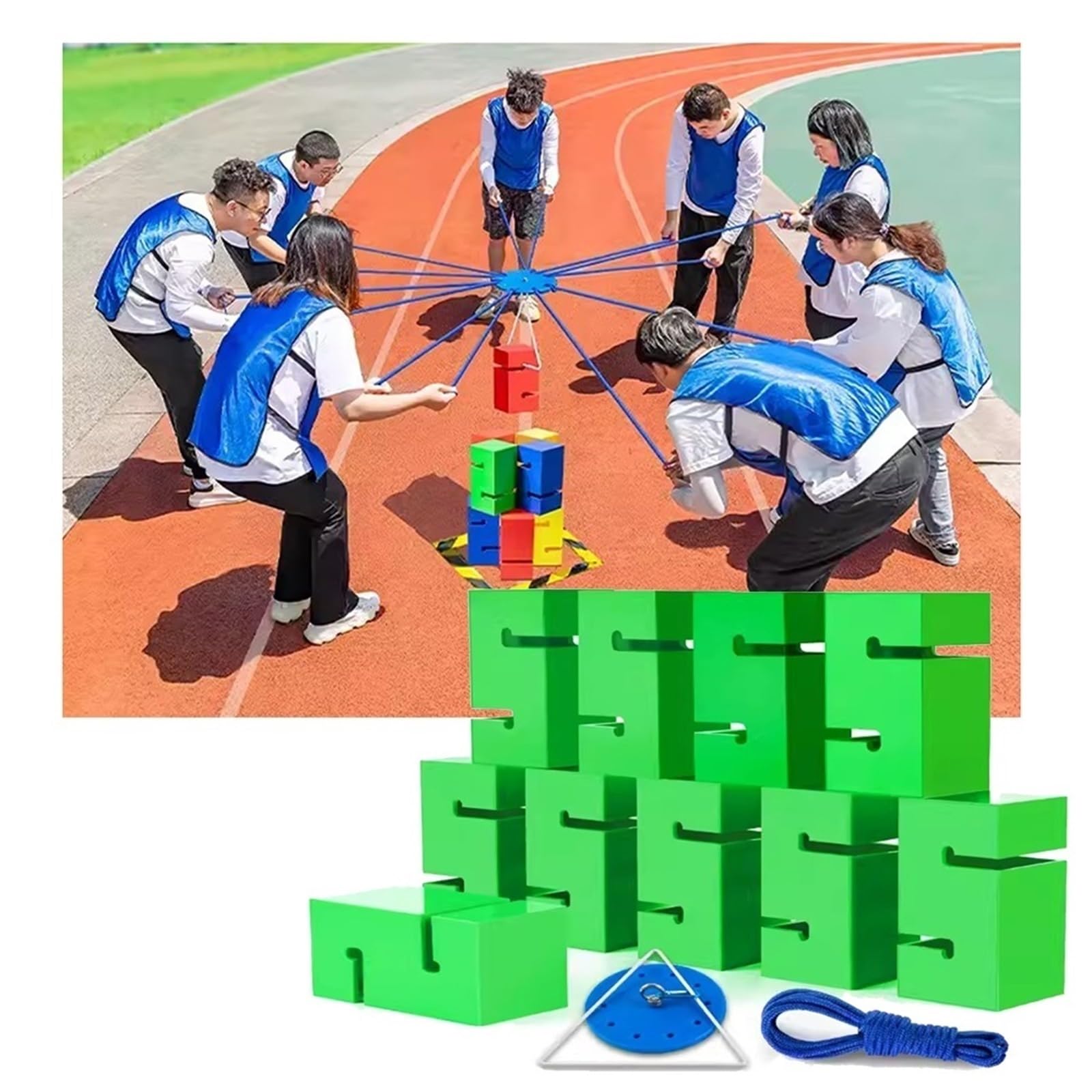 XSDAJSD Team Building Block Tower Games, Group Outdoor Activities Fun Competition Games, Promoting Friendly Communication(Green,10PCS)