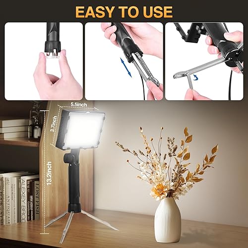 Miniatura 7 de EMART Kit de iluminación de fotografía portátil continua de 60 luces LED para mesa de estudio fotográfico y video con filtros de color paquete de 2