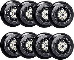TOBWOLF 70 mm, 82 A, 76 mm, 84 A, rodas de patins em linha de substituição, pacote com 8, rodas de skate em linha com rolamentos ABEC 7 - Preto